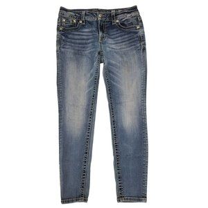 Miss Me Easy Ankle Skinny Jeans Bling Light Wash Distressed Mid rise 28